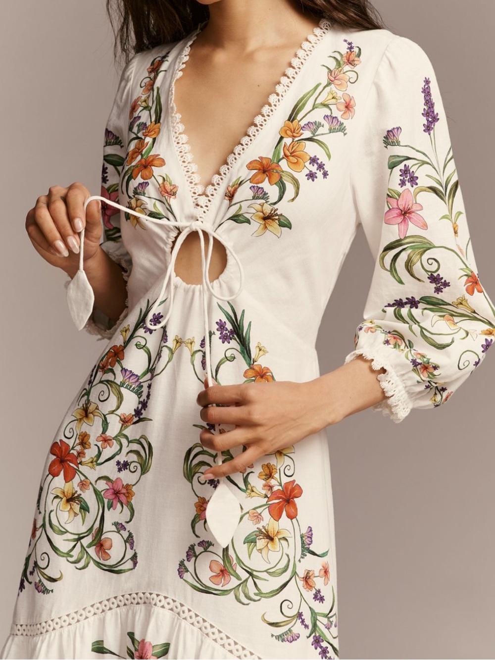 Farm Rio x Anthropologie Cutout Floral Maxi Dress Size M - Picture 3 of 16